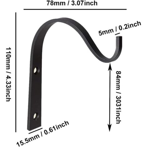Tigrezy 4 Pieces Wall Hanging Plant Hook, Wrought Iron Plant Hanger Hooks, Metal Wrought Iron Hanging Basket Brackets for Basket Lantern Garden Balcony Decor