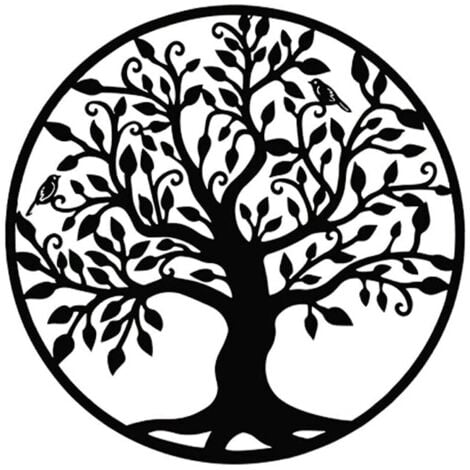 Tigrezy Metal Wall Decoration Tree of Life Frame Industrial Black Wall Decor Large Modern Original Painting for Living Room (40 x 40 cm)
