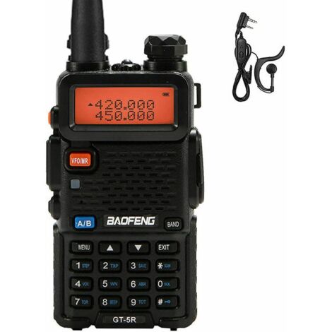 Tigrezy BAOFENG UV-5R Walkie Talkie FM Transceiver Two Channel Radio Dual Display 400-520mHZ 5W Rechargeable Two Channel Ham Radio Handheld Radio with Earpiece, Black, EU Plug