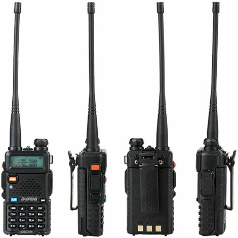 Tigrezy BAOFENG UV-5R Walkie Talkie FM Transceiver Two Channel Radio Dual Display 400-520mHZ 5W Rechargeable Two Channel Ham Radio Handheld Radio with Earpiece, Black, EU Plug