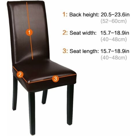Set of 4 Waterproof Solid Faux Leather Chair Covers for Dining Room, Faux Leather (Polyurethane), Brown, 4-Piece