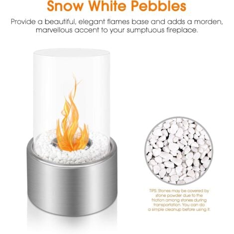Tigrezy-Tabletop Ethanol Fireplace, 16.5 x 16.5 x 27.5 cm, White