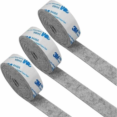 Tigrezy Self-Adhesive Furniture Felt, Adhesive Felt 5 Rolls (100 x 2cm) Free Cutting of Any Size or Shape Felt Anti-Slip Pad for Table Chair Sofa Leg Protection, gray Cisea