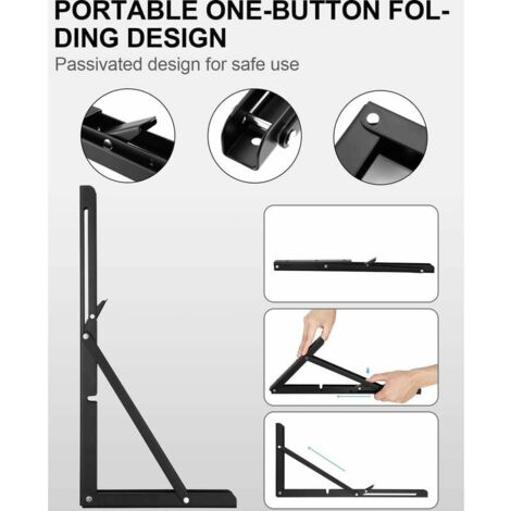 Tigrezy Folding Bracket 400mm, 2 Pieces Black Folding Console Bracket, Folding Shelf Brackets Load, Heavy Duty Retractable Folding Console Bracket, Shelf Bracket, for Garage, Kitchen, Bedroom