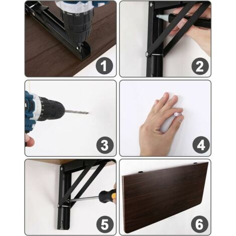 Tigrezy Folding Bracket 400mm, 2 Pieces Black Folding Console Bracket, Folding Shelf Brackets Load, Heavy Duty Retractable Folding Console Bracket, Shelf Bracket, for Garage, Kitchen, Bedroom