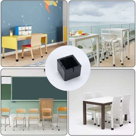 12pcs Square Chair Leg Protectors 49-55mm PVC Table And Square Caps With Black Square Chair Leg Protectors Cisea