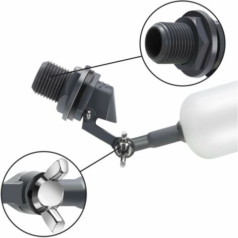 Float Ball Valve, 1/2 Inch Feed Hose, Male Auto-Fill Humidifier Tank with Adjustable Arm for Ponds, Livestock Waterers, Aquariums,