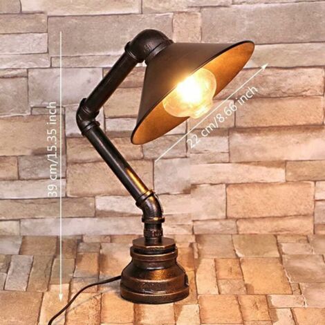 Tigrezy Retro Rustic E27 Water Pipe Table Lamp Vintage Industrial Steampunk Table Lamp Rustic Copper Water