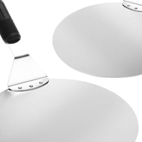 Stainless Steel Pizza Peel - Pizza Lifter - Round Pizza Slide - Pizza Spatula - Pizza (Silver/Black - Round)