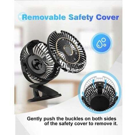 Rechargeable Desk Fan, Mini USB Fan with LCD Display, 5 Speeds, 720° Rotation, Quiet Portable Fan, Table Fan for Office/Home/Camping - Black