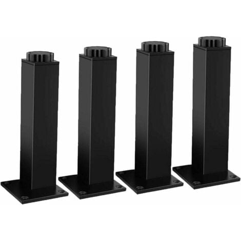 Tigrezy Adjustable Furniture Legs, 4 Sets, Metal Furniture Legs, Bathroom Cabinet Black Square Support Feet, Load Capacity 400kg, 30cm Height, 18mm Adjustable
