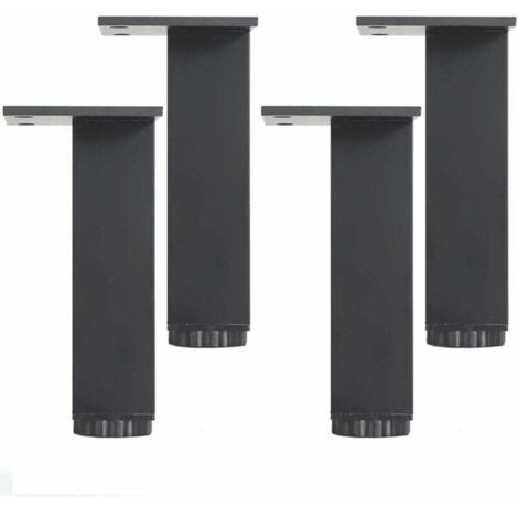 Tigrezy Adjustable Furniture Legs, 4 Sets, Metal Furniture Legs, Bathroom Cabinet Black Square Support Feet, Load Capacity 400kg, 30cm Height, 18mm Adjustable