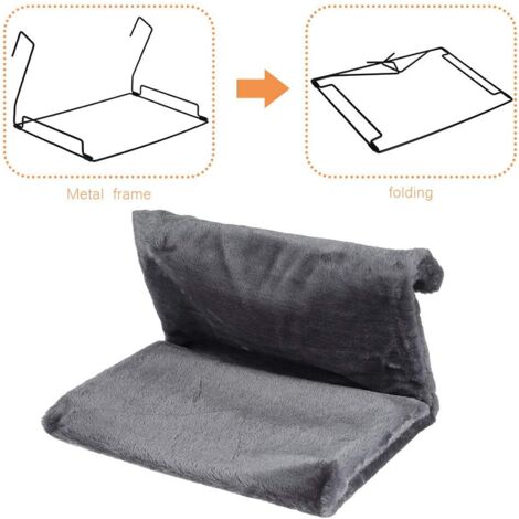 Tigrezy Cat Radiator Bed 46 x 30 x 25 cm Warm Soft Plush Radiator Hanging Bed Removable Washable Cat Hammock for Pet Heating Cat Kitten (Grey)