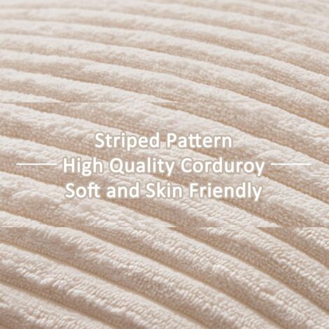 45x45 Beige Corduroy Cushion Cover with Crisscross Stripes Decorative Sofa Cushion Cover for Garden Living Room Children's Bedroom, Aesthetic Bohemian, Set of 2