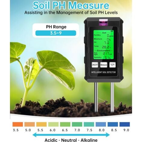Soil Moisture Tester, 6 in 1 Soil Meter, Detect Temperature, PH, Ambient Humidity, Nutrients, Sunlight, Suitable for Gardening and Potted Plants