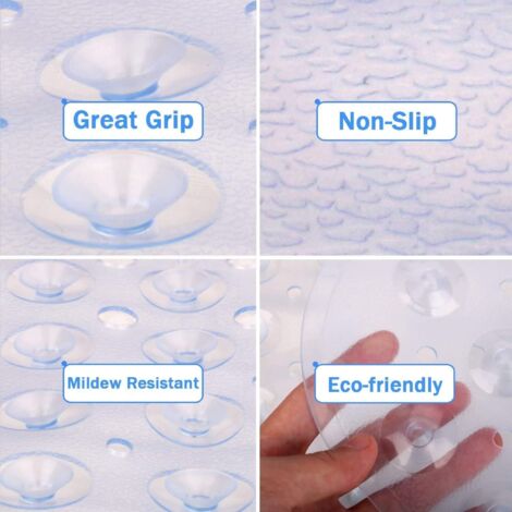 Bathtub Mat, Non-Slip, Mildew Resistant, Extra Long, Antibacterial, BPA Free, Latex Phthalate Free, Machine Washable, Ideal for Kids, 39" x 16", Clear