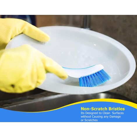 Plastic Long Handled Scrubbing Suction Cup, Durable Bristles,Dish Washing Brush.Washing Up Kitchen Brush, Assorted Colour, 3.5 X 23.5 X 3 cm-Pack of 3