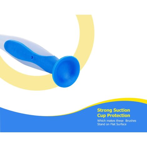Plastic Long Handled Scrubbing Suction Cup, Durable Bristles,Dish Washing Brush.Washing Up Kitchen Brush, Assorted Colour, 3.5 X 23.5 X 3 cm-Pack of 3