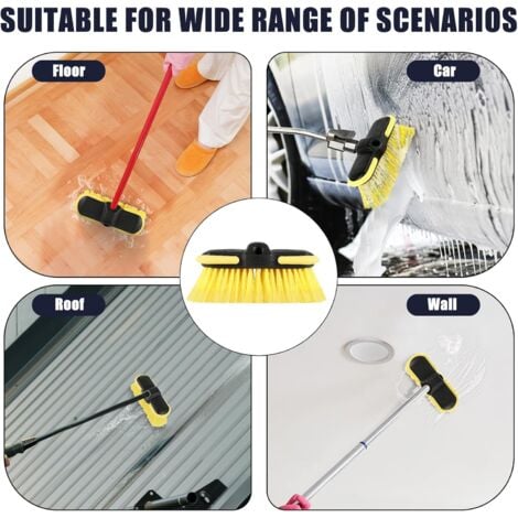 Scrub Brush Attachment for Long Handle Extension Pole,Outdoor Broom and Scrubbing Brush for Cleaning Window, Wall, House Floor, Deck, Patio, Car