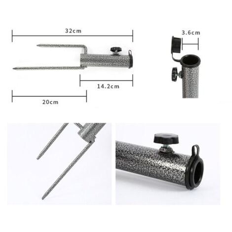 Patio Umbrella Steel Anchor,Heavy Duty Metal Ground Grass Auger Holder Stands Base with Two Forks for Use in Soil For Flag, Fishing Rod, Outdoor, Park, Lawn