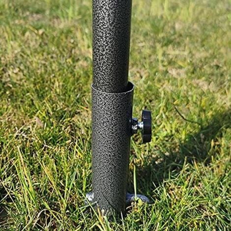 Patio Umbrella Steel Anchor,Heavy Duty Metal Ground Grass Auger Holder Stands Base with Two Forks for Use in Soil For Flag, Fishing Rod, Outdoor, Park, Lawn