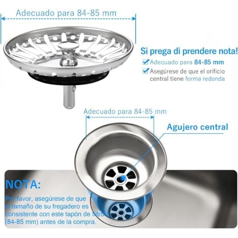 84mm Stainless Steel Sink Stopper Replacement Sink Plug Drain Stopper for Food/Hair Catcher - for 84-85mm Kitchen Sink Hole