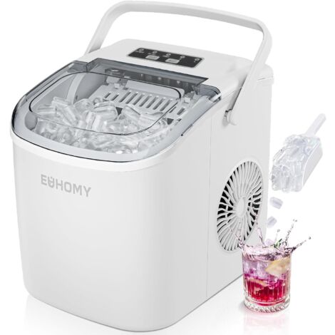 EUHOMY Eiswürfelmaschine, 9 Eiswürfel in 6 Minuten, Selbstreinigend , mit Tragegriff und Eiskorb, für Küche, Zuhause, Camping