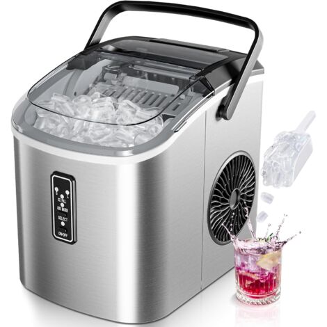EUHOMY Eiswürfelmaschine Klein, 9 Würfel in 6 Minuten Bereit, 12 Kg/Day, Selbstreinigend, Mit Tragegriff, Korb Und Schaufel