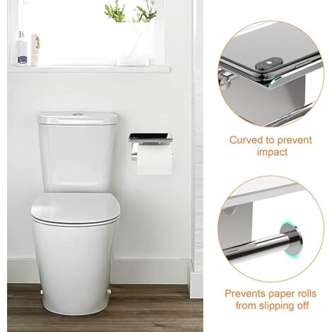 Toilettenpapierhalter Aus Edelstahl – Mit Ablage, 2 Montagearten (kleben Oder Bohren)