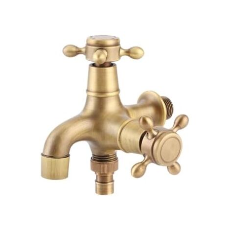 Vintage Garten Wasserhahn Aus Messing - Antik Bronze Outdoor Armatur Für Wandmontage