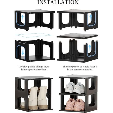 NJIEzhao Schuhregal 4-stufig Faltbar - Pinkes Schuhorganizer 42x18,5x49,5cm
