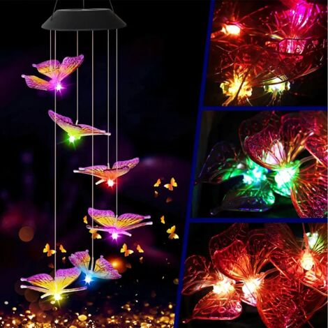 LED-Solar-Windspiel, Schmetterling, wasserdicht, Outdoor-Windspiel, Hängelampe für Garten, Hofdekoration