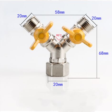 CIENCIA 3-Wege-Ventil T-Anschluss - Messing Adapter Für Handbrause Und Kopfbrause
