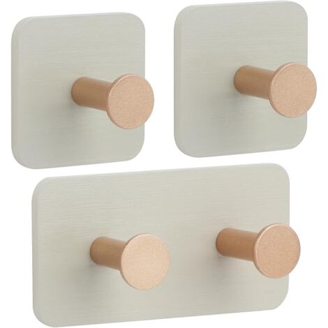 Segus 3er Set Bambus Handtuchhalter - Selbstklebend, Bohrfrei, Grau Für Wandmontage