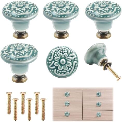 Qjaiune 6 Stück Keramik Schrankknäufe Blau - Wolkenform Für Kinderzimmer & Küche