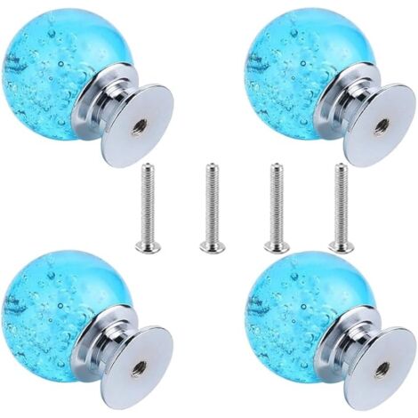 Mookaitedecor 4 Stück Amethyst Schubladenknöpfe - 32mm Naturkristall Griffe