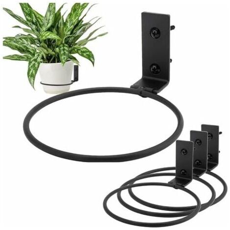 Blumentopfhalter-Ring Aus Metall, 10,2 Cm, 6 Stück, Für Wandmontage – Bis 9 Kg Belastbar, Schwarz, Inkl. Dübel & Schrauben