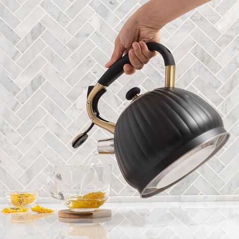 Teekessel Aus Edelstahl 3 Liter – Für Alle Herdarten (Induktion, Gas, Elektro) Mit Pfeifendem Deckel & Hitzebeständigem Griff