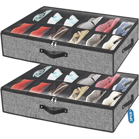 Schuh-Organizer Mit Transparentem Deckel - 43x32x30cm Schwarz