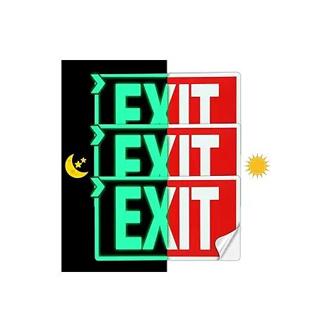VSafety Feuerschild 'Fire Exit' – Leuchtet Im Dunkeln, 300 X 100 Mm, Pfeil Rechts, Kunststoff