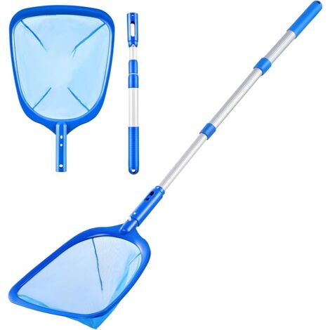 HERCHR Pool Kescher Mit Teleskopstange - Aluminium Blattnetz 42,7x29cm Für Poolreinigung
