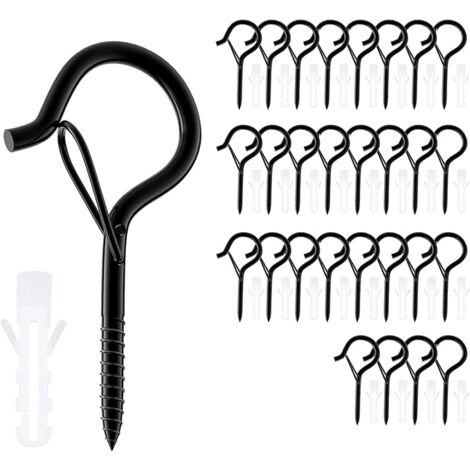 20 Schraubhaken Schwarz - Stabile Haken Für Pflanzen, Dekoration & Lichterketten