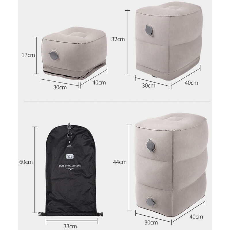 Poggiapiedi Gonfiabile Per Viaggi - Regolabile In Altezza, Nero, Per Aereo, Auto, Ufficio - Foto 7