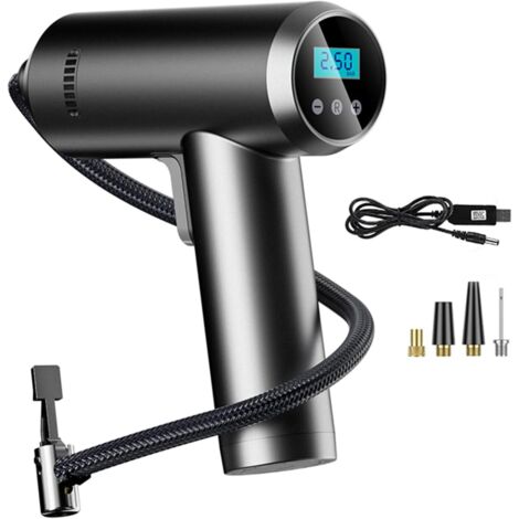 Gonfiatore Portatile Per Auto Wireless 150 PSI: Compressore D'Aria Elettrico Con Manometro Digitale E Luci LED Per Moto, Bici E Palloni - 4