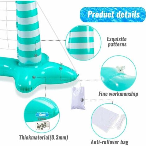 Rete Da Pallavolo Per Piscina Olybeaka - Design Aggiornato, Colore Blu, Per Giochi In Acqua - Foto 7