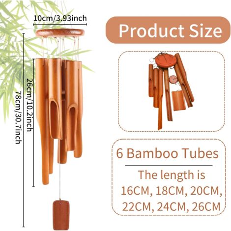 Campanello A Vento Gigante In Bambù Cohasset - Tubo Lungo 80 Cm, Tono