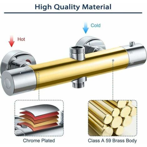 Miscelatore Termostatico Per Doccia DEPTUNA - Controllo Temperatura 0-50°C, Ottone Cromato