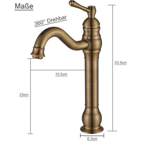 GRIFEMA Rubinetto Bagno Lavabo Girevole A 360&deg;, Altezza Bocca