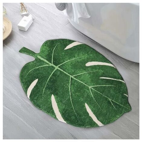Odot Tappetino da Bagno Antiscivolo, Tappeto Bagno Assorbente Tappeti Bagno Morbido e Soffice Lavabile Tappetino per Porta in Microfibra per Il Bagno, la Cucina (50x80cm,Foglie Verdi