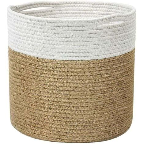Cesto Grande Per Coperte, Lavabile In Corda Di Cotone Con Manici Per Soggiorno Giocattoli Per Bambini Misura Xxxxl 61 X 43 Cm